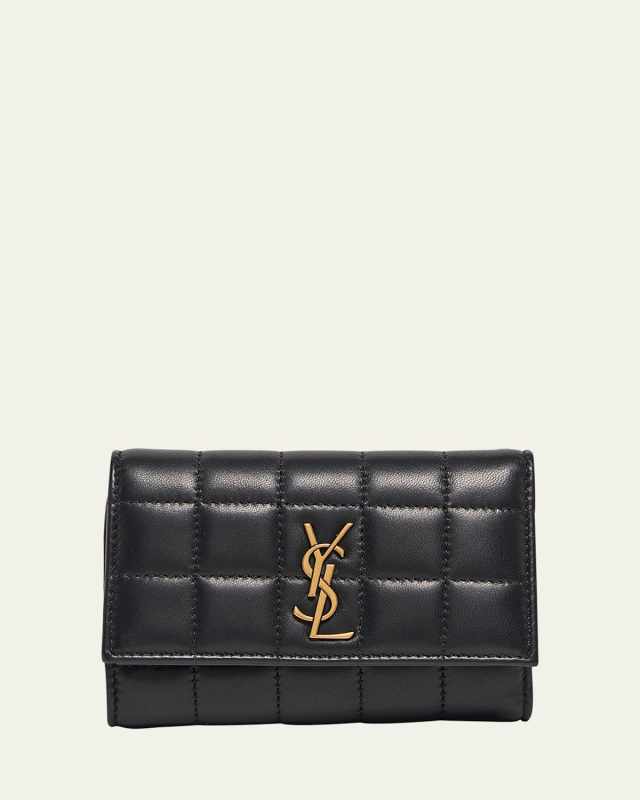 YSL Slim Trifold Wallet in Quilted Leather